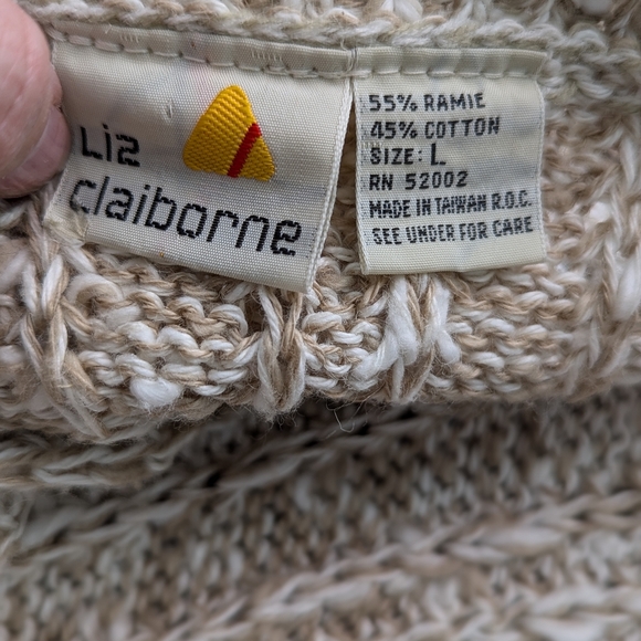 Liz Claiborne Vintage Heathered Tan Sleeveless Button-Up Sweater Vest Size L - Picture 5 of 7